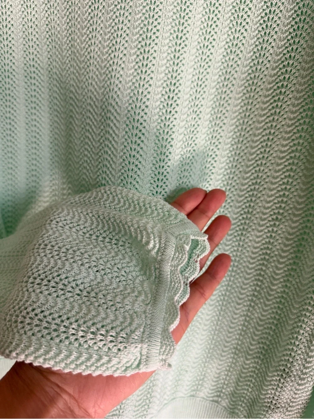 J. Crew Mint Green Ruffle-Trim Turtleneck Sweater